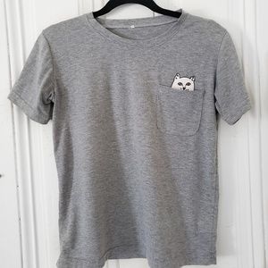 Cat flipping you off in pocket shirt